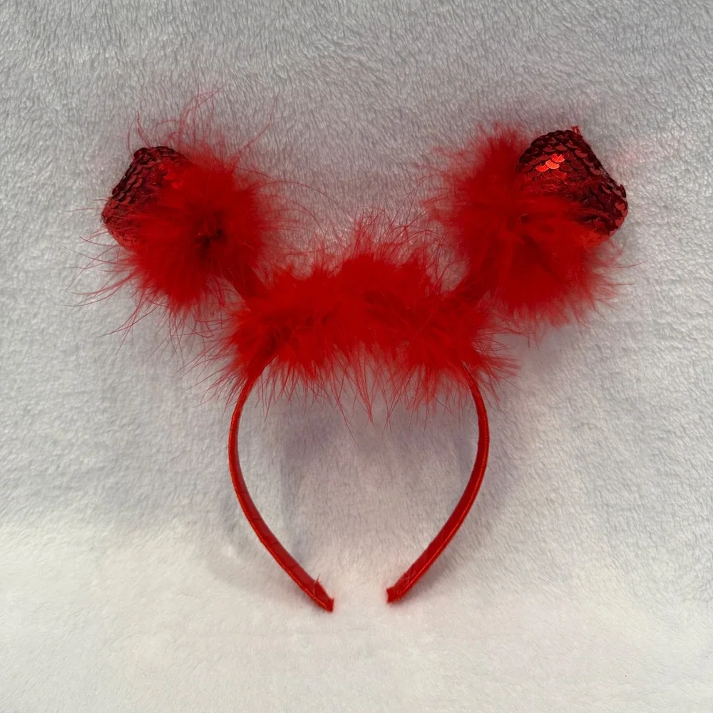 Red Heart Headband Kids‎ Costume Accessory Sequins and Feathers